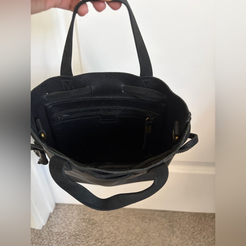 Madewell Small Black Leather Tote H9.5in x W8in - Festival Stagecoach Coachella - Picture 4 of 6